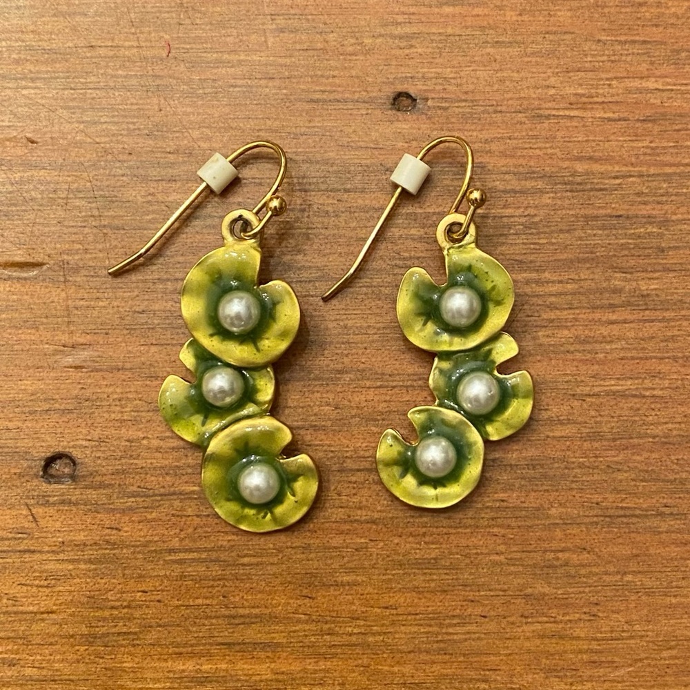 Claude Monet Water Lily resin & pearl drop earrings from The Museum Store